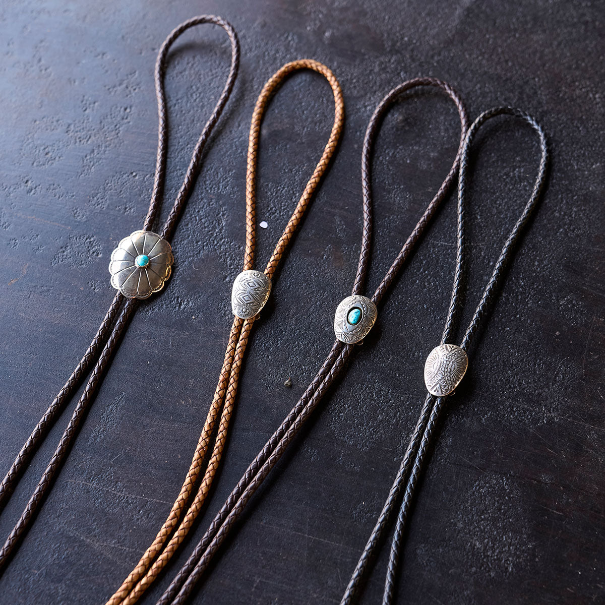No.10 Braided Leather Bolo Tie | Sterling Silver & Turquoise