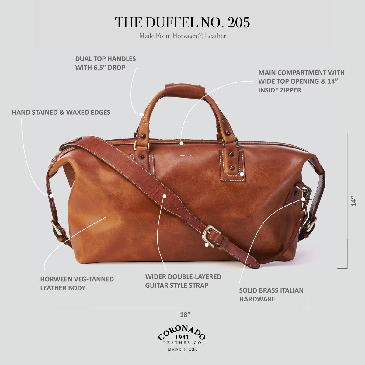 No.205 Duffel | Horween® Brown & Shell LE x10