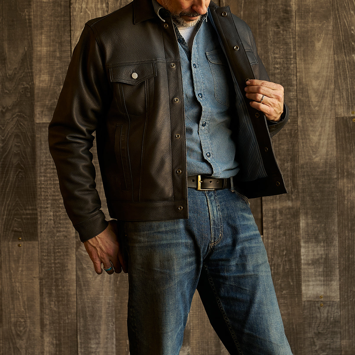 No.210 Dean Jacket | LE Deerskin Black x15