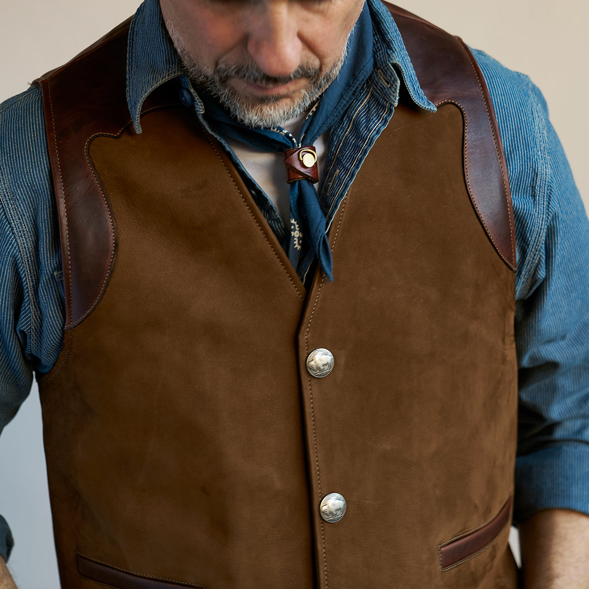 No.169 Garrison Vest | Brown Suede