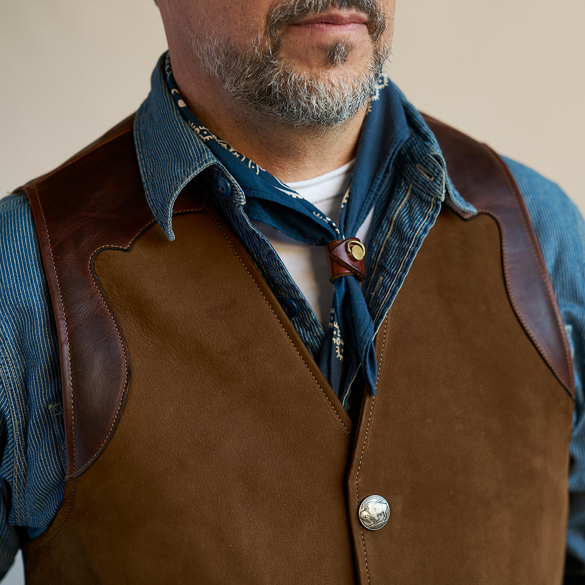 No.169 Garrison Vest | Brown Suede