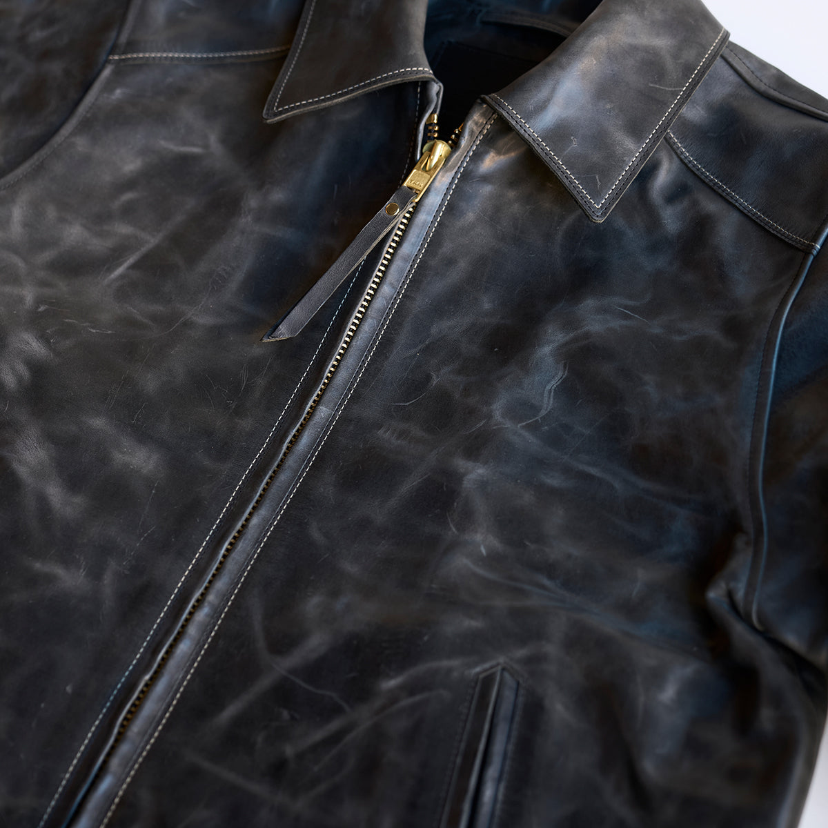 No.65 Vintage Horsehide Jacket | Marbled Charcoal