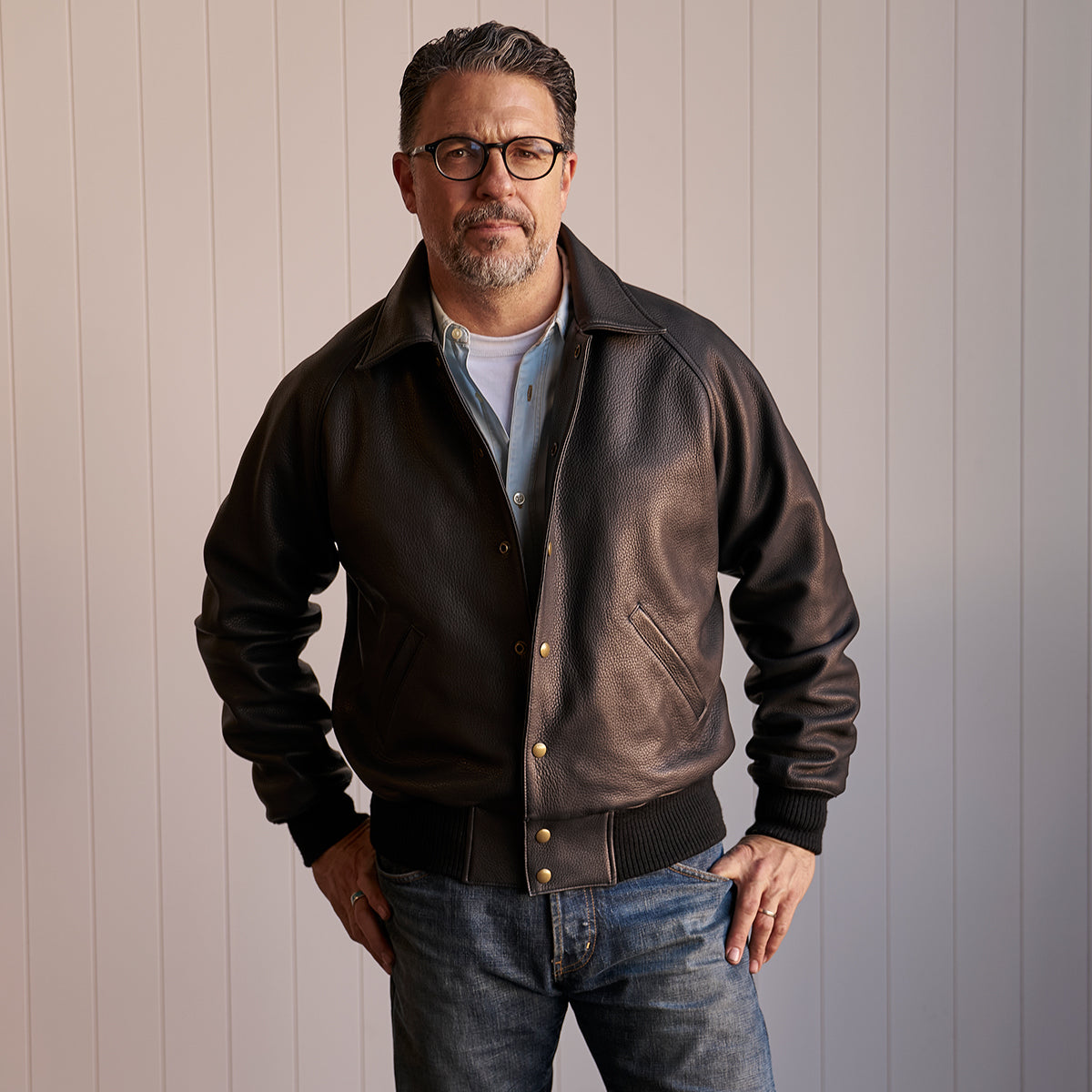 No.415 Vintage Snap Raglan | Black Italian Deerskin