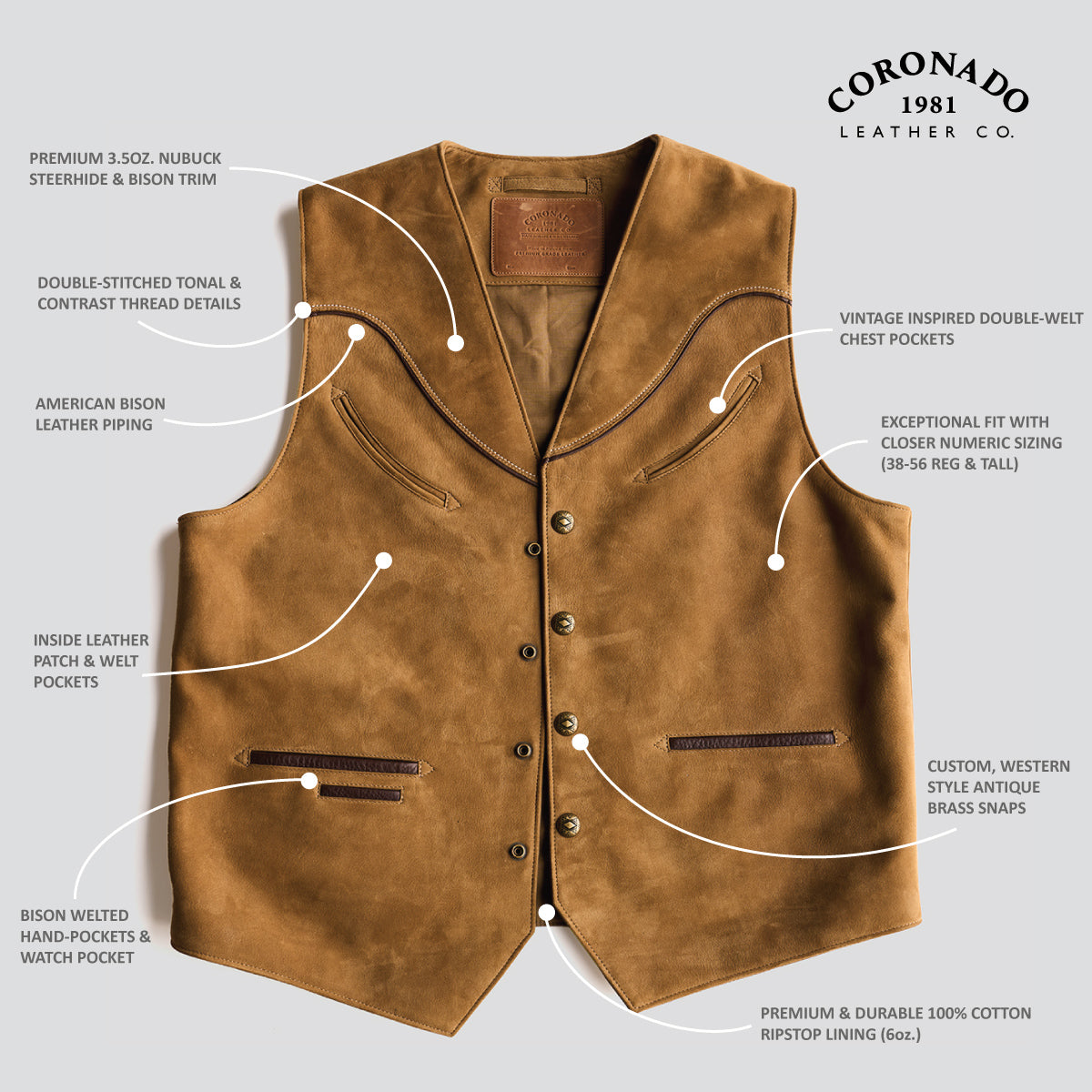 No.484 Vaquero Vest | Coyote Tan Nubuck