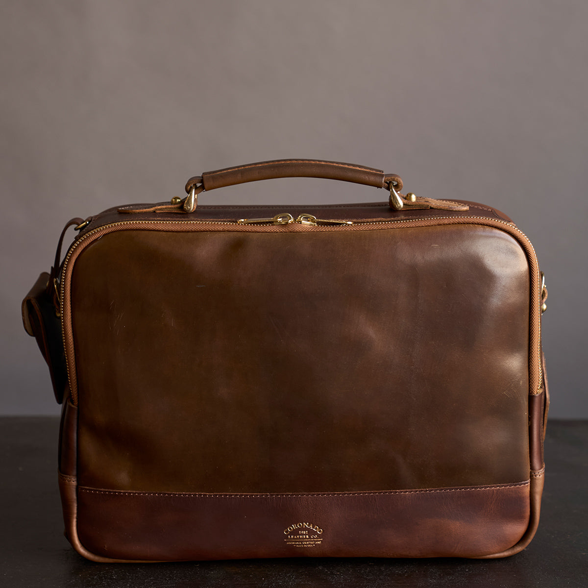 No.541 Chicago Shell Briefcase | Horween® Dark Cognac x3