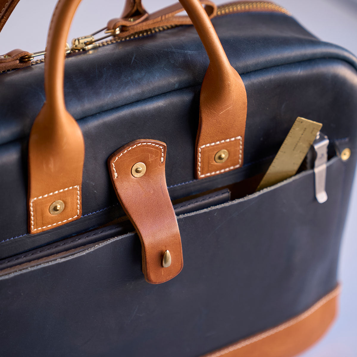 No.545 SD Briefcase | Horween® Indigo & Tan