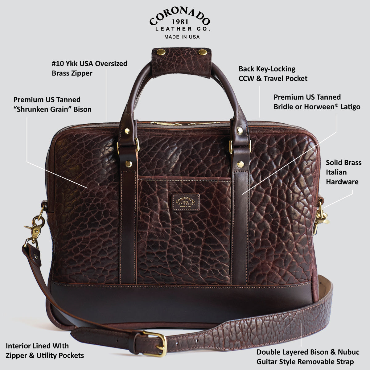 No.551 Slim Briefcase | Bison Brown