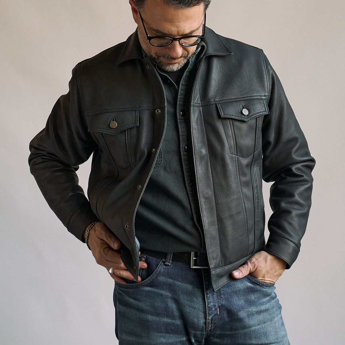No.210 Dean Jacket | LE Deerskin Black x15