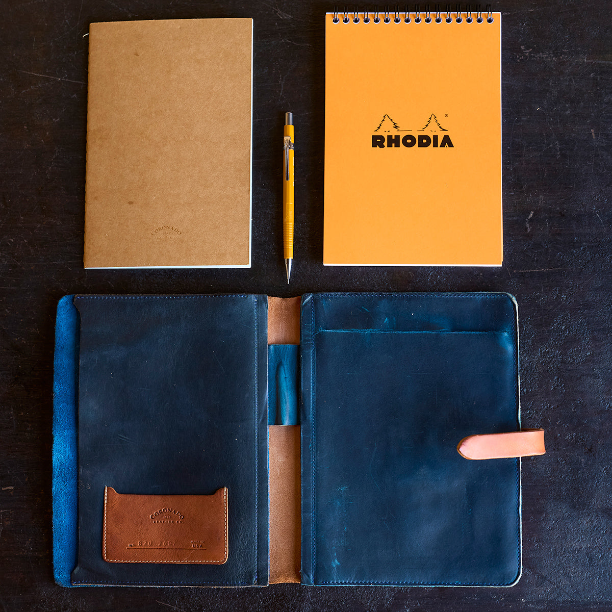 No.820 Portfolio A5 | Stone-Washed Indigo & Tan