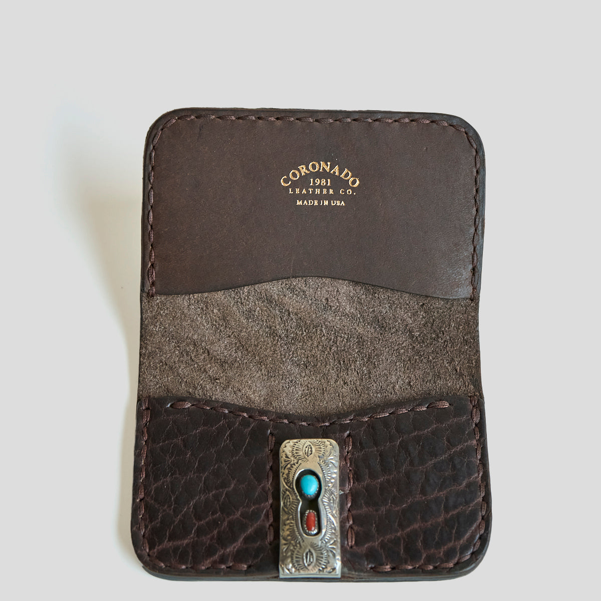 No.14 Heritage Silver Clip Wallet | Brown Bison