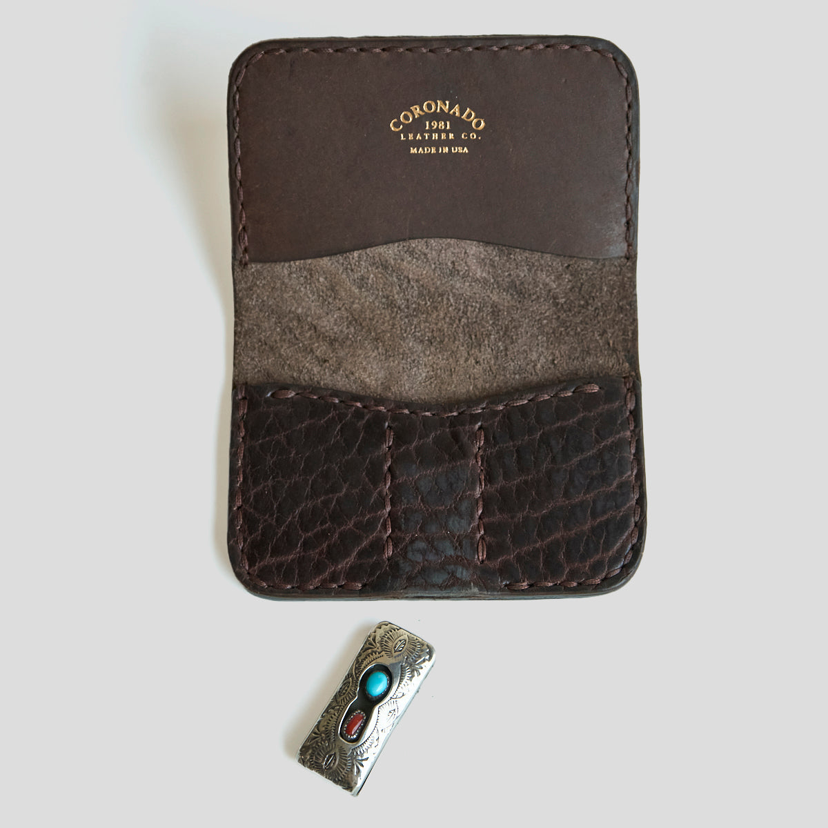 No.14 Heritage Silver Clip Wallet | Brown Bison