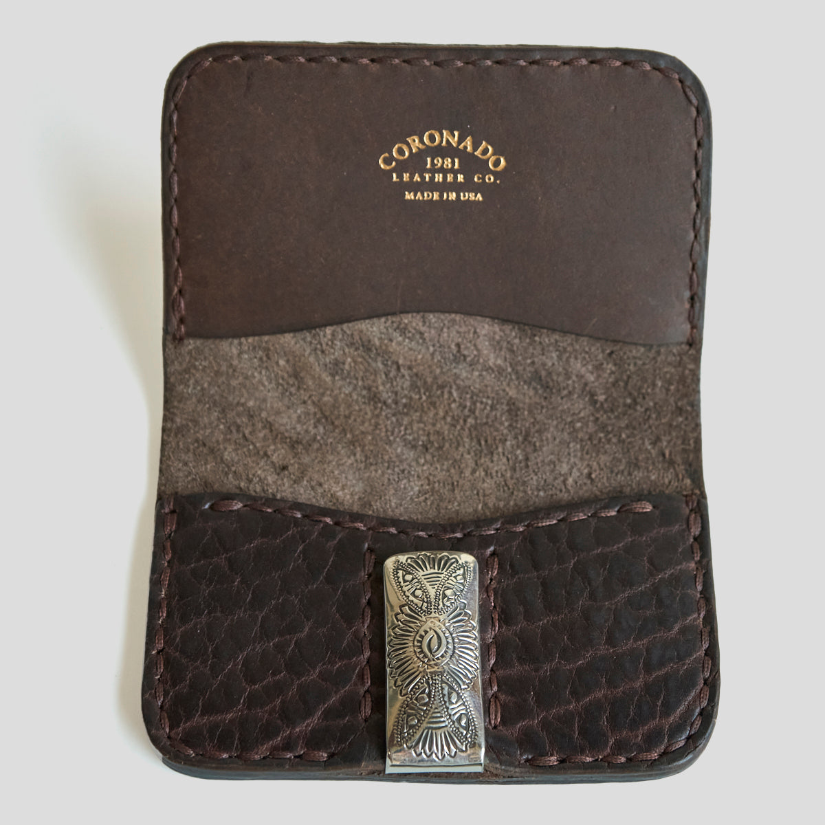 No.14 Heritage Silver Clip Wallet | Brown Bison