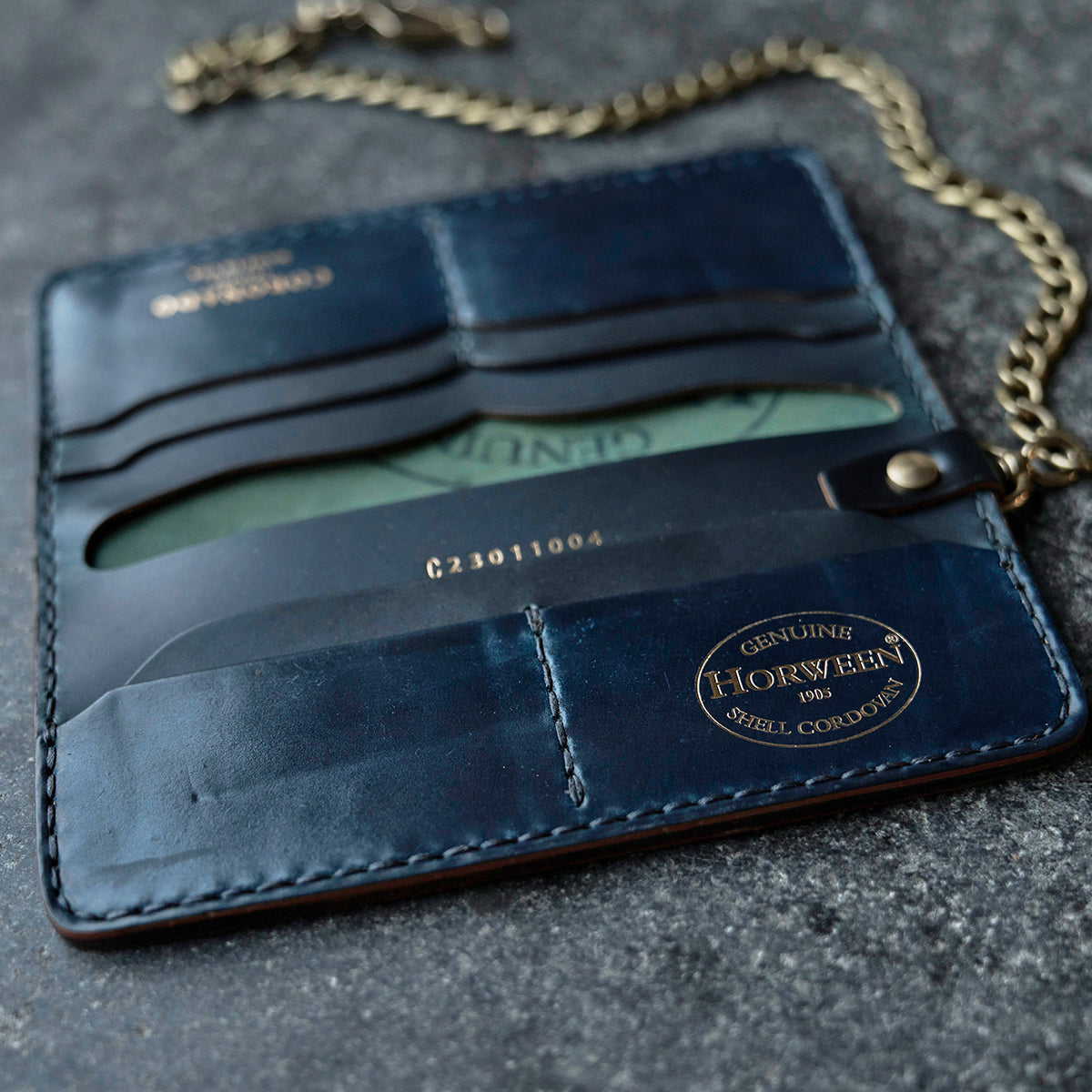 No.830 Horween® Shell Cordovan Long Wallet | Navy