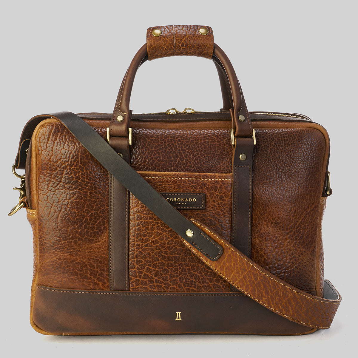 Bison leather briefcase on sale