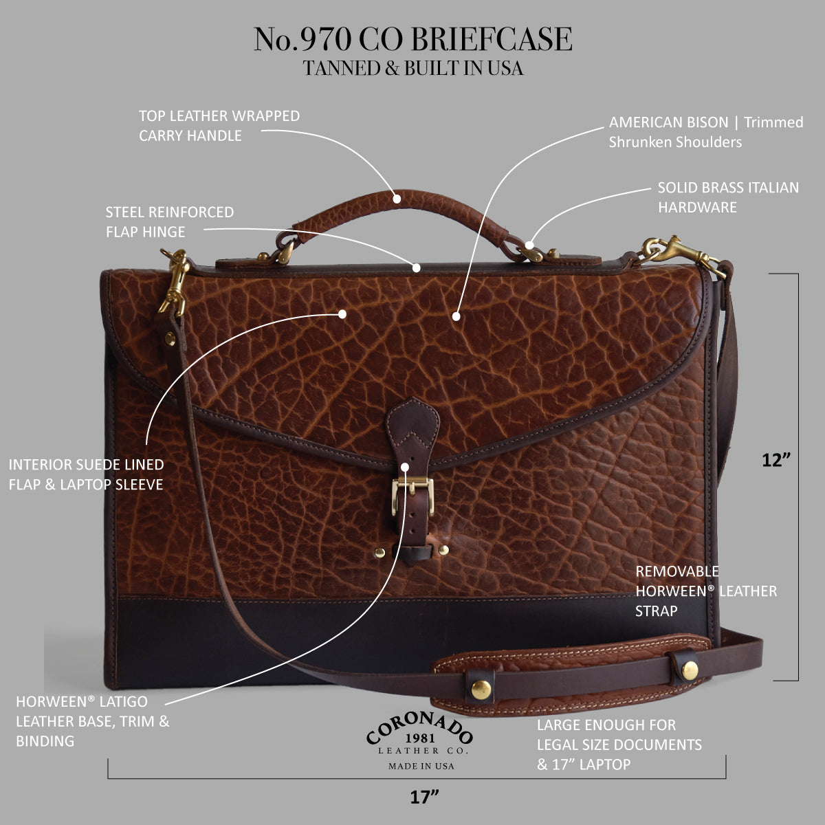 No.970 CO Executive Briefcase | Bison Black