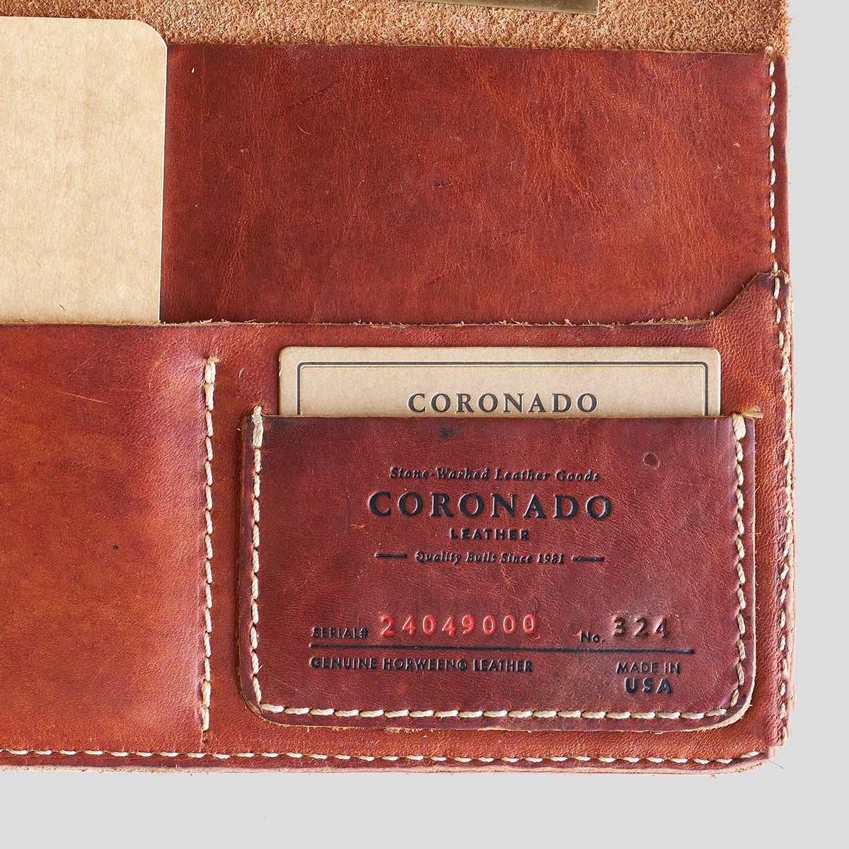 No.324 A5 Flap Folio | Stone-Washed Horween®