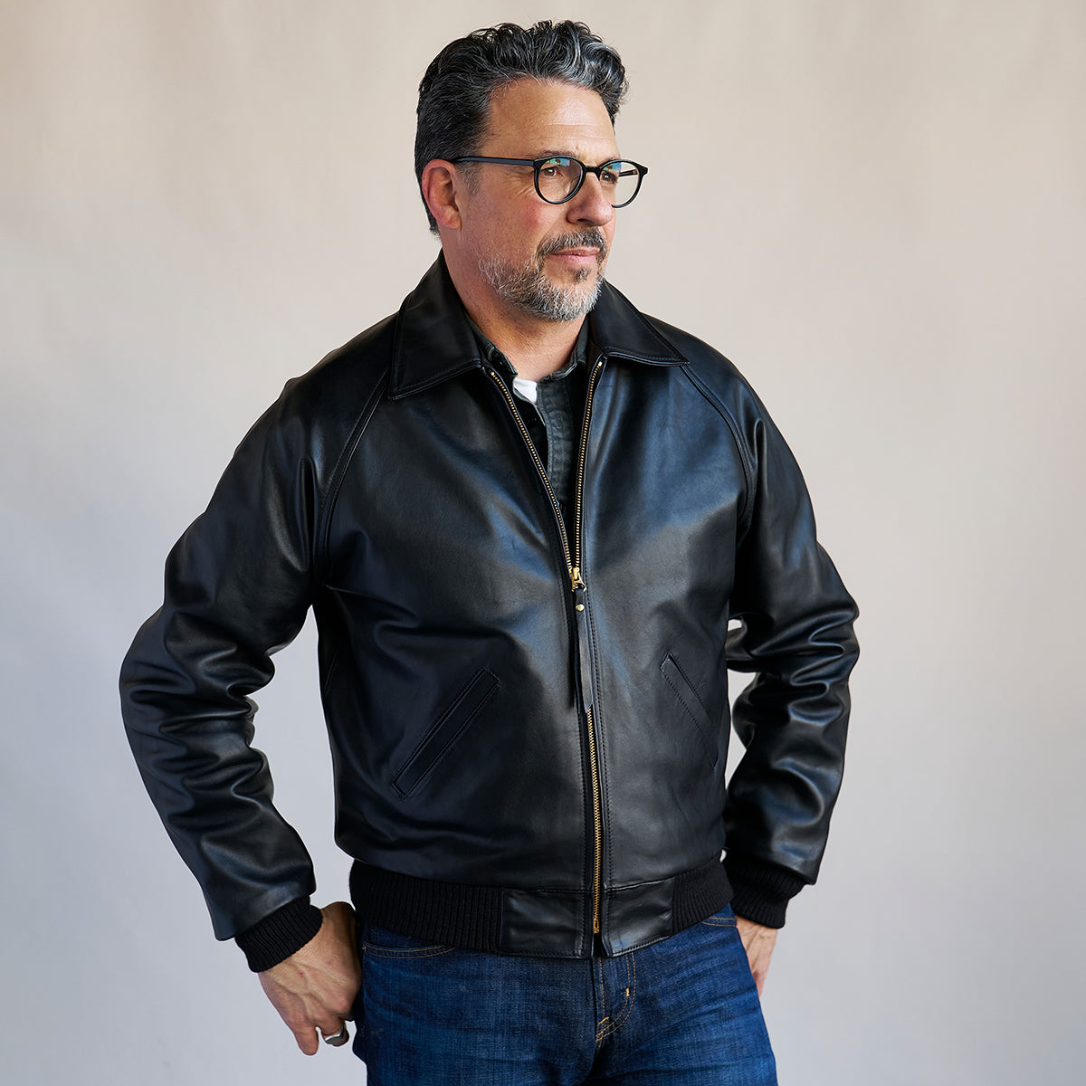 No.410 Raglan Jacket | LE Vintage Horsehide Blk/Gray