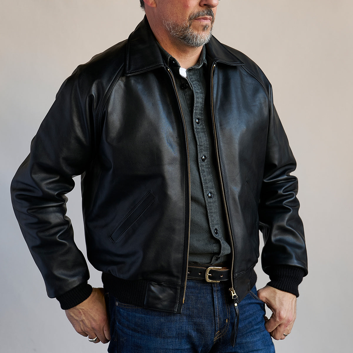 No.410 Raglan Jacket | LE Vintage Horsehide Blk/Gray
