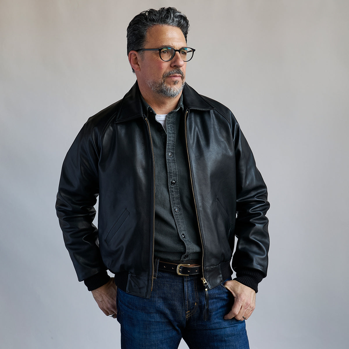 No.410 Raglan Jacket | LE Vintage Horsehide Blk/Gray