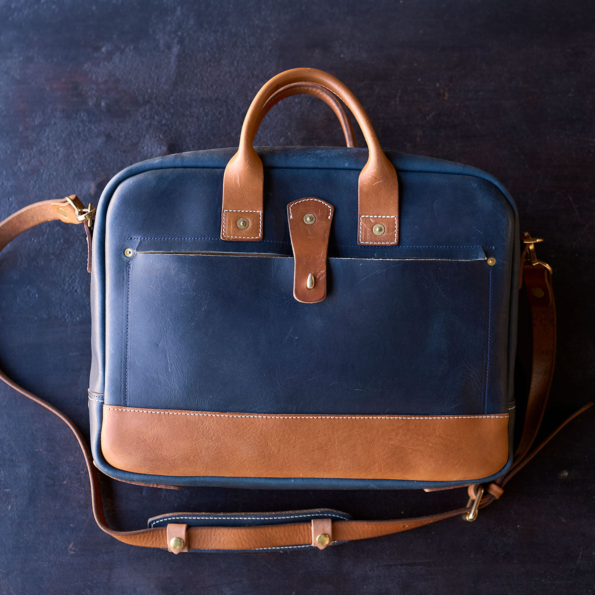 No.545 SD Briefcase | Horween® Indigo & Tan