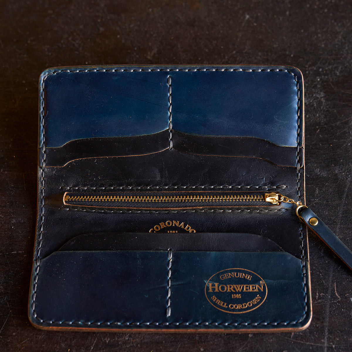 No.830 Horween® Shell Cordovan Long Wallet | Navy