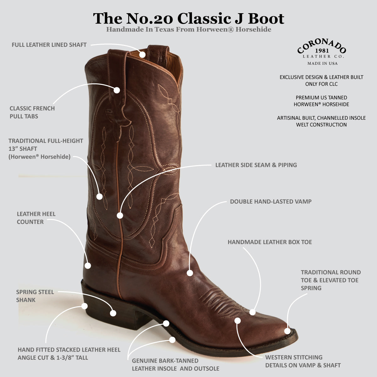 No.20 Classic J-Boot | Horween® Horsehide Brown