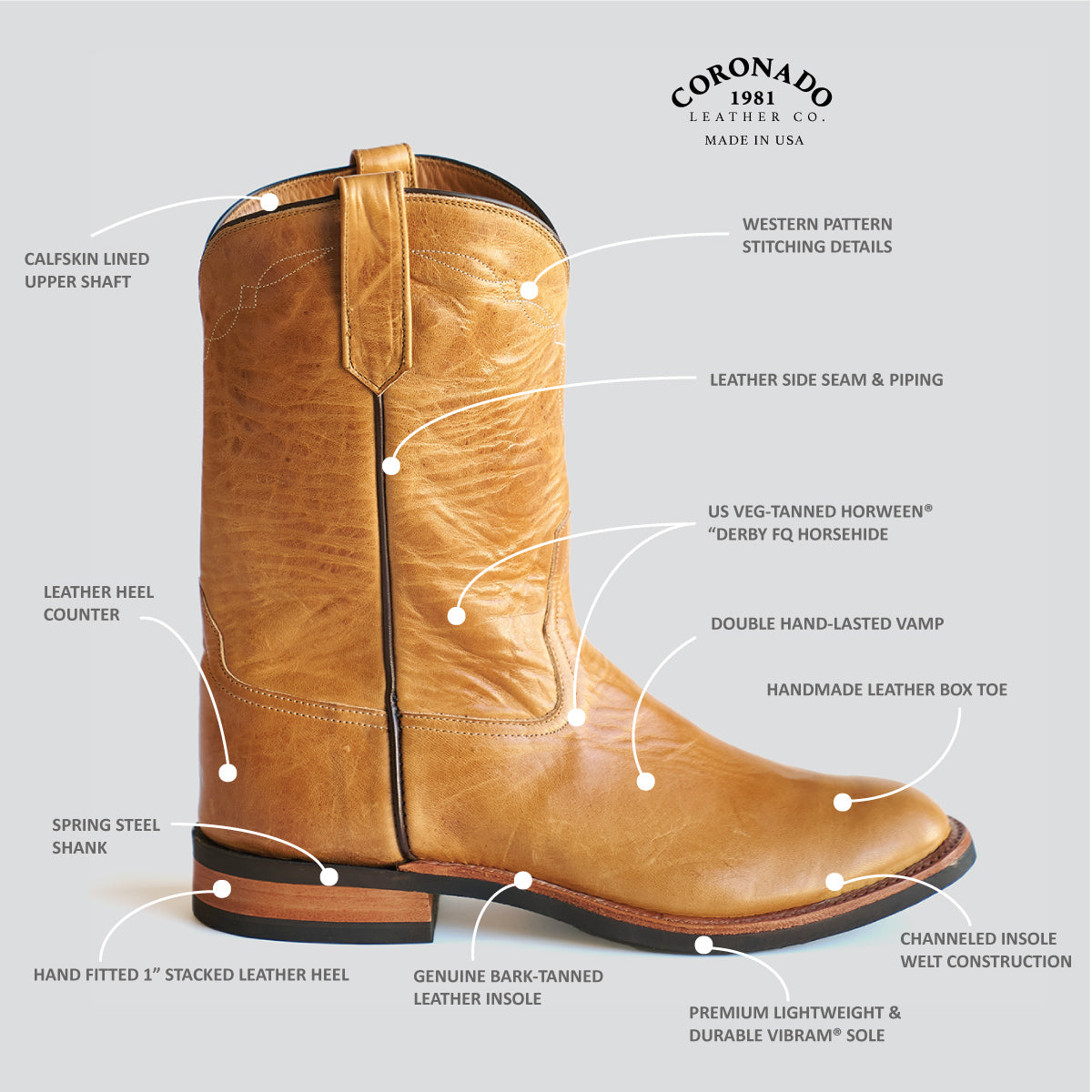 No.10 Horsehide Roper | Horween® Derby Natural (NEW)