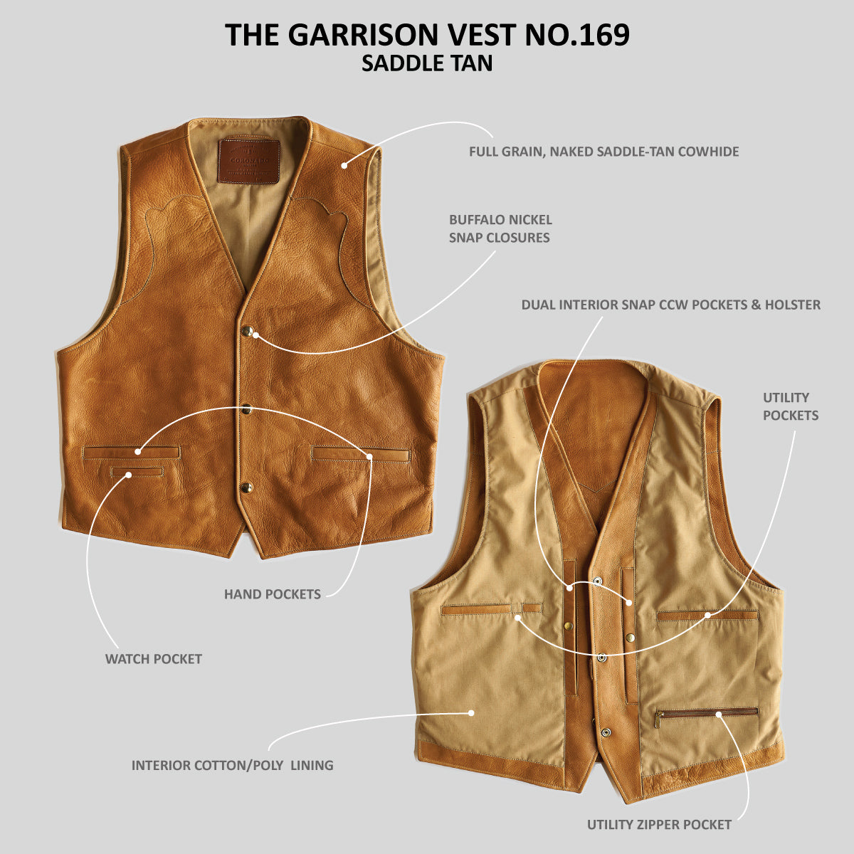 No.169 Garrison Vest | LE Saddle Tan