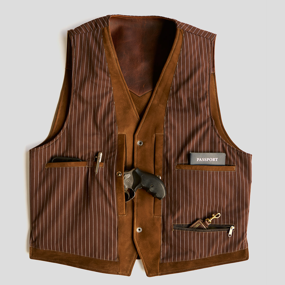 No.169 Garrison Vest | Brown Suede