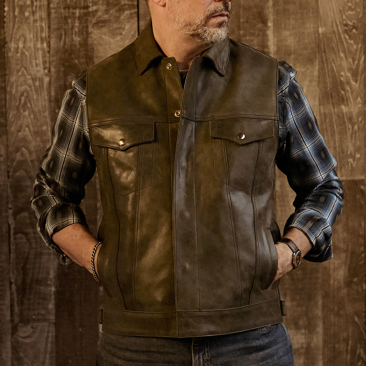 The Vintage Bison Rider Vest No.490 | Charcoal