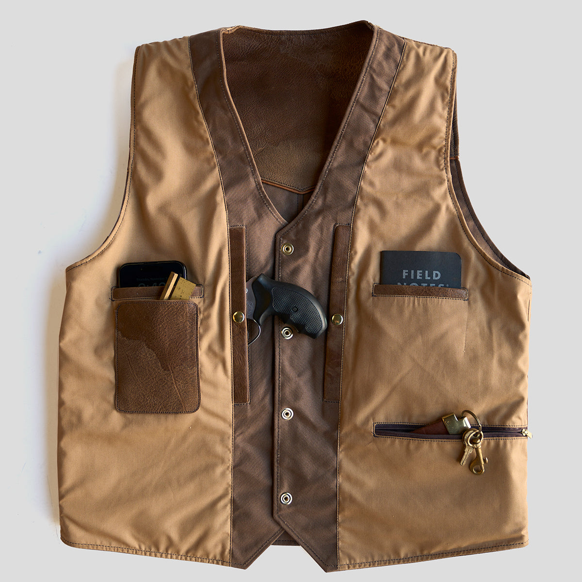 Circle-C Deerskin & Canvas Brown Vest