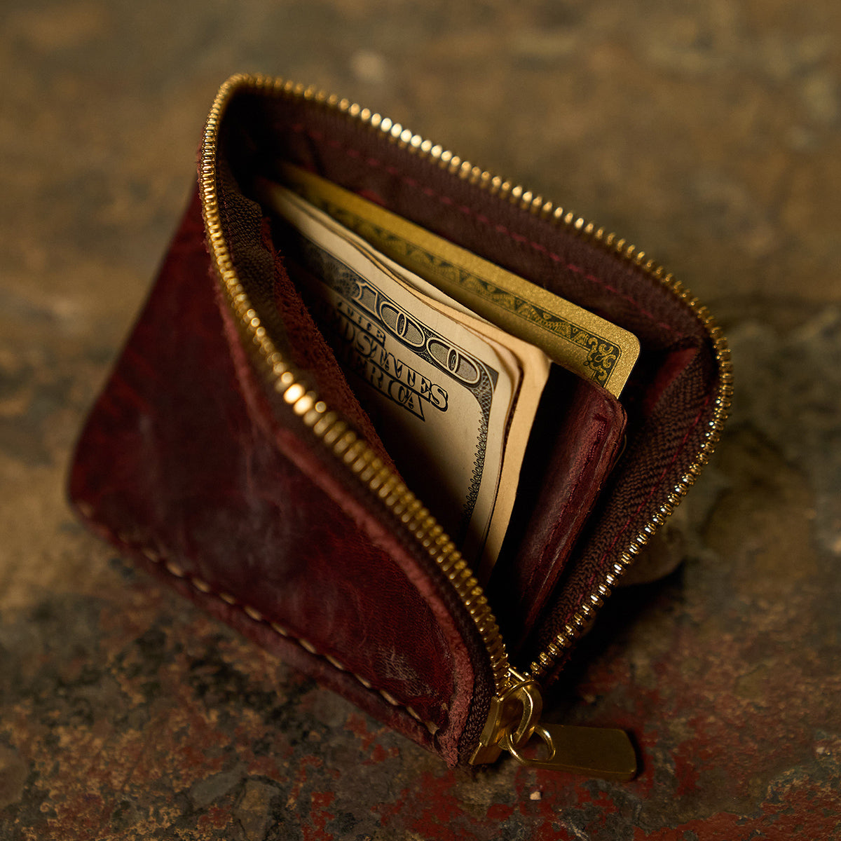 Stone Washed Half-Zip Wallet No.11