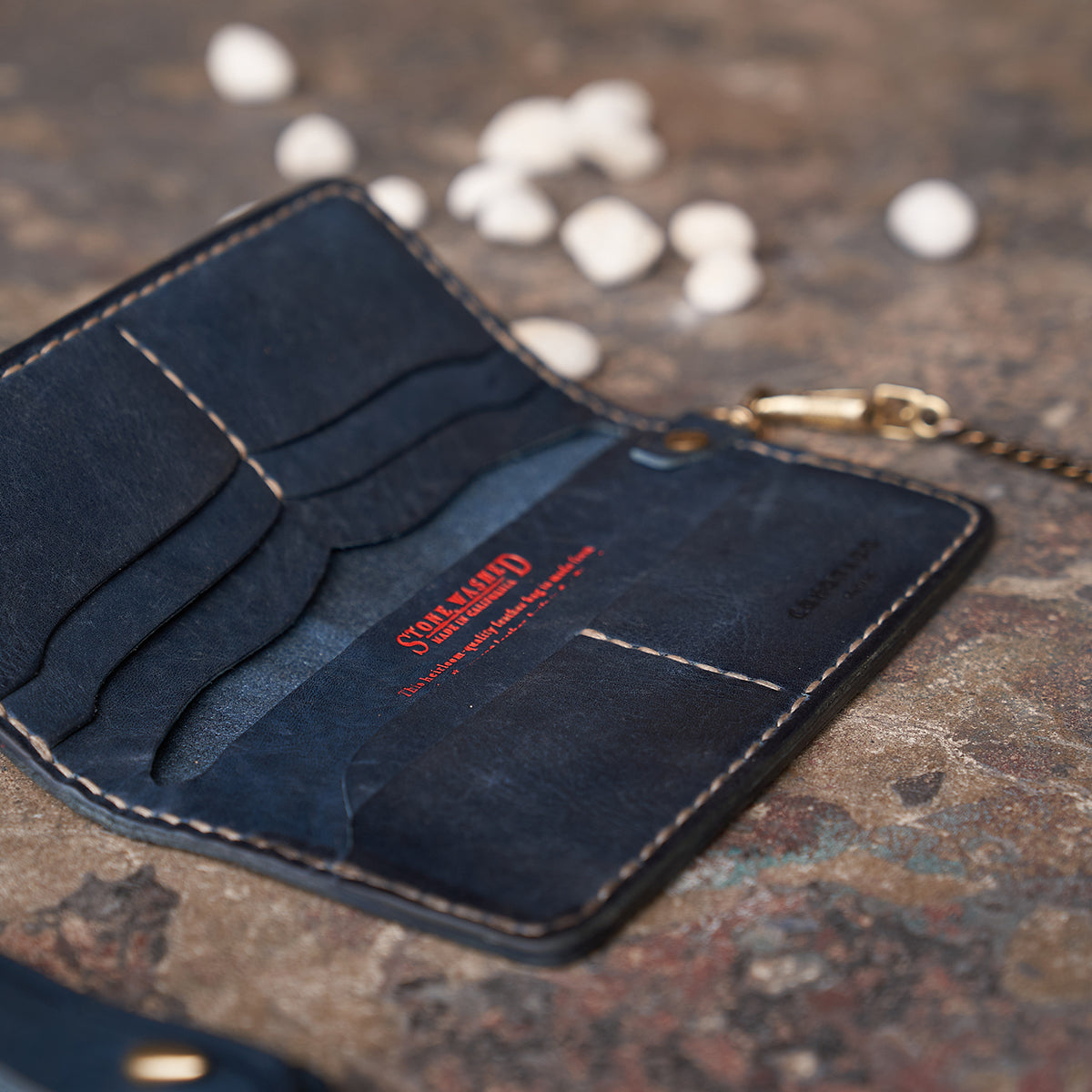 No.830 Long Vintage Stone-Washed Wallet | Indigo