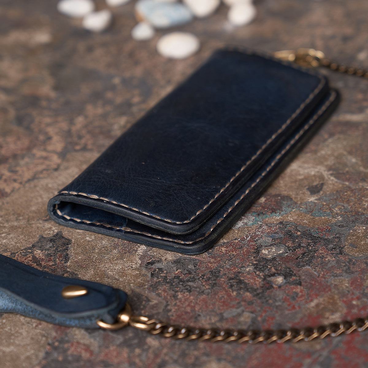 No.830 Long Vintage Stone-Washed Wallet | Indigo