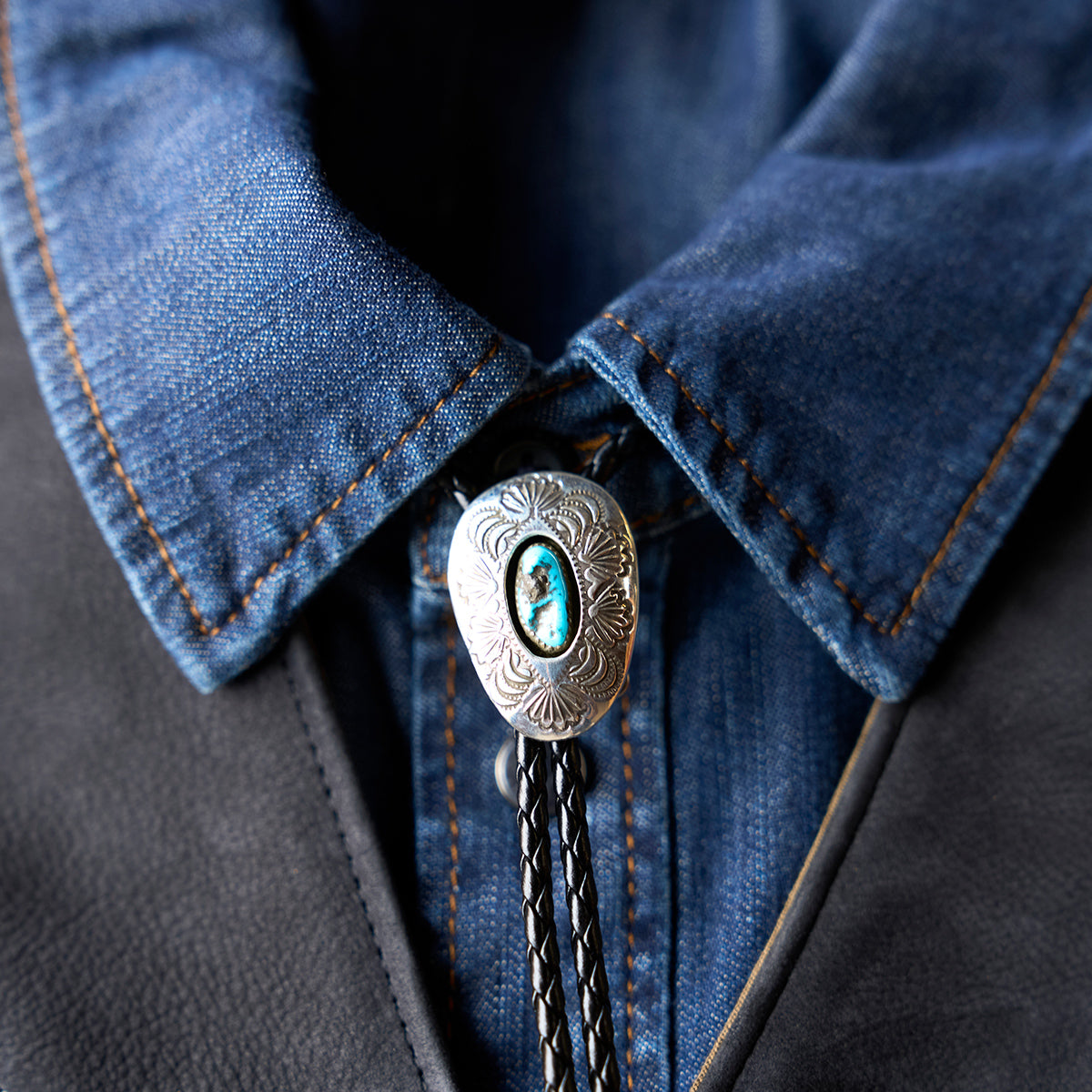 No.10 Braided Leather & Silver Bolo Tie