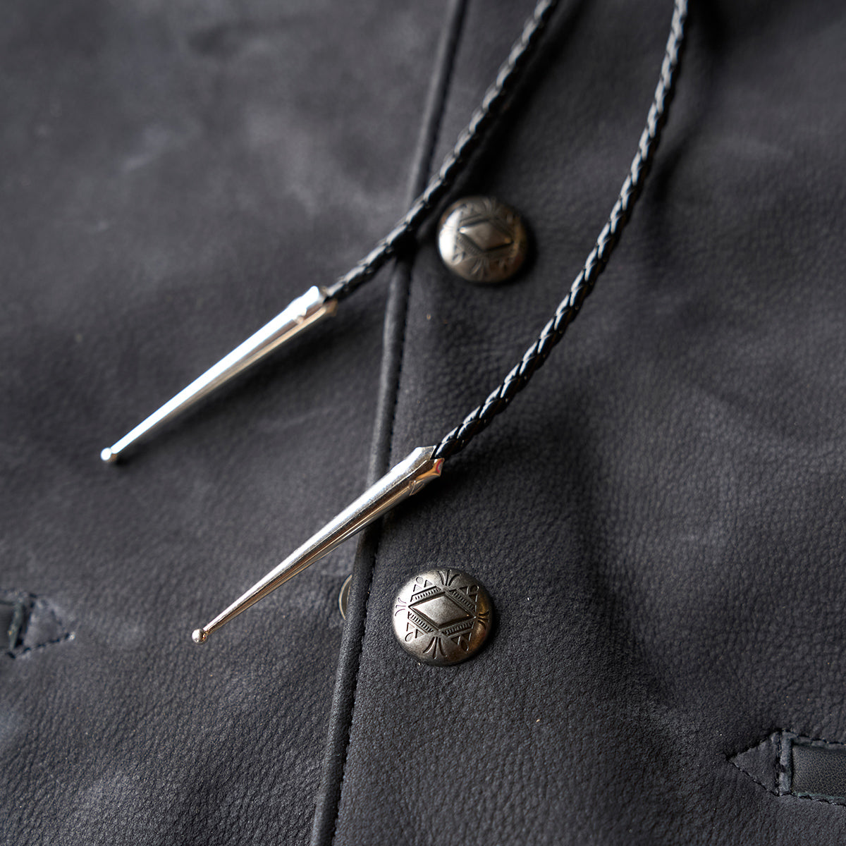No.10 Braided Leather & Silver Bolo Tie