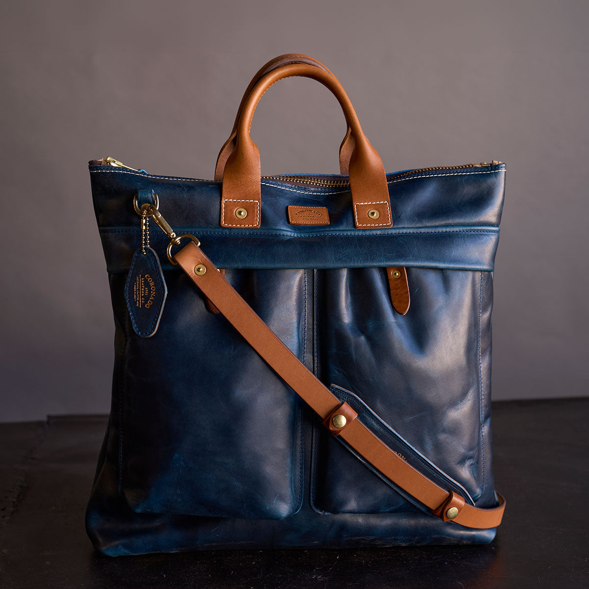 No.160 Primo Tote | Horween® Indigo & Tan