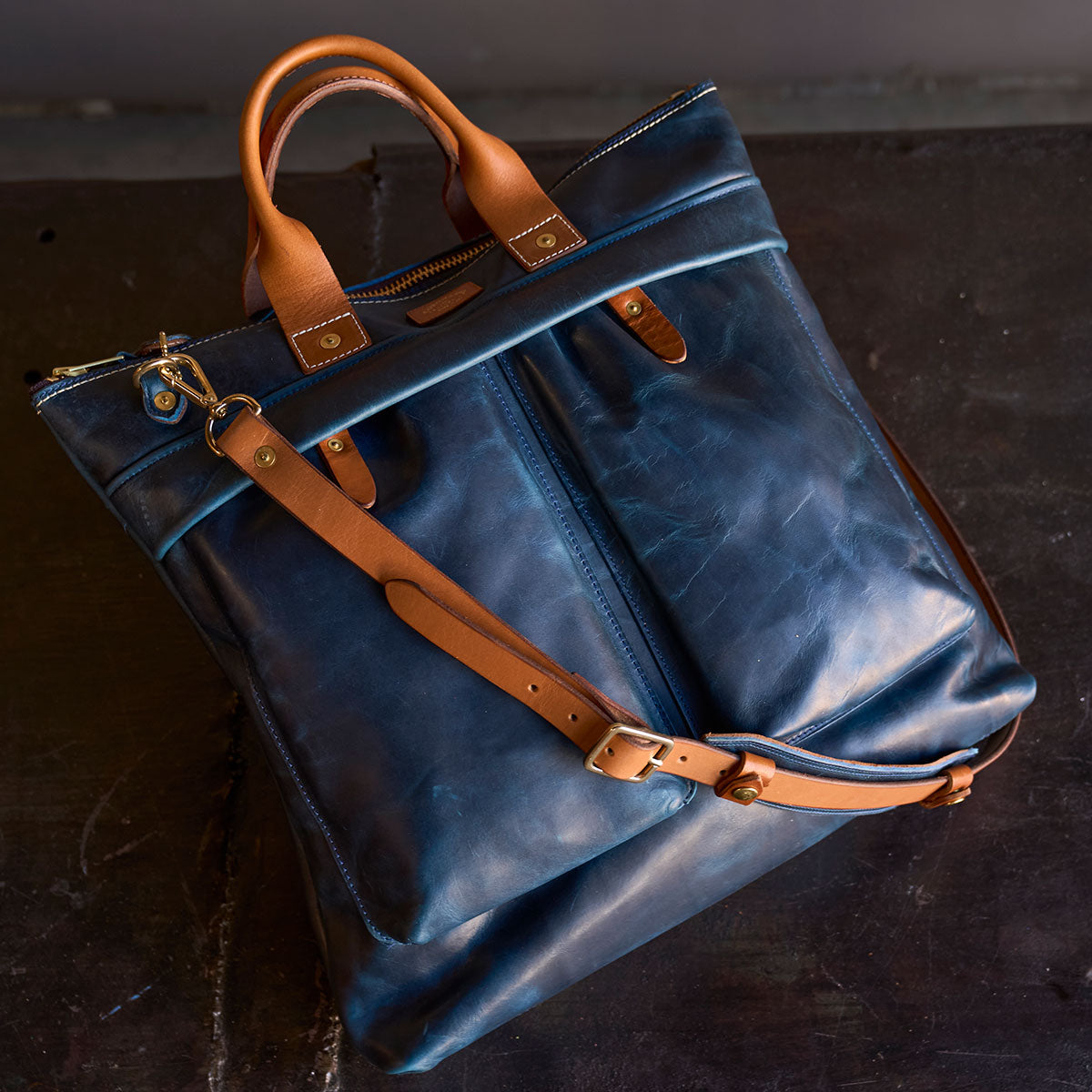 No.160 Primo Tote | Horween® Indigo & Tan