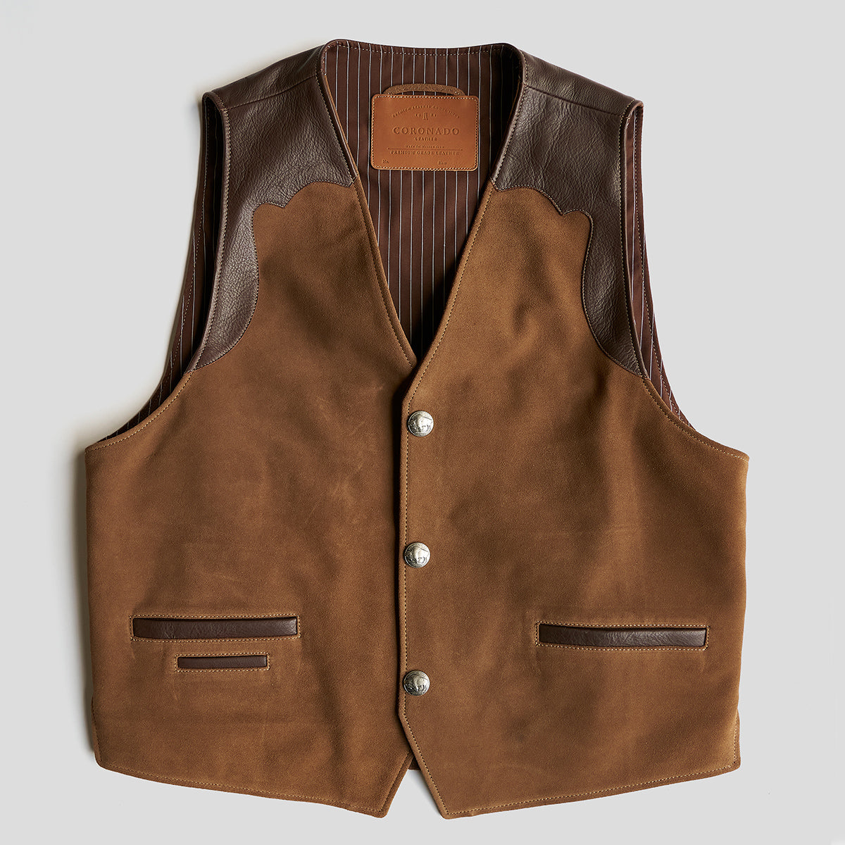 No.169 Garrison Vest | Brown Suede