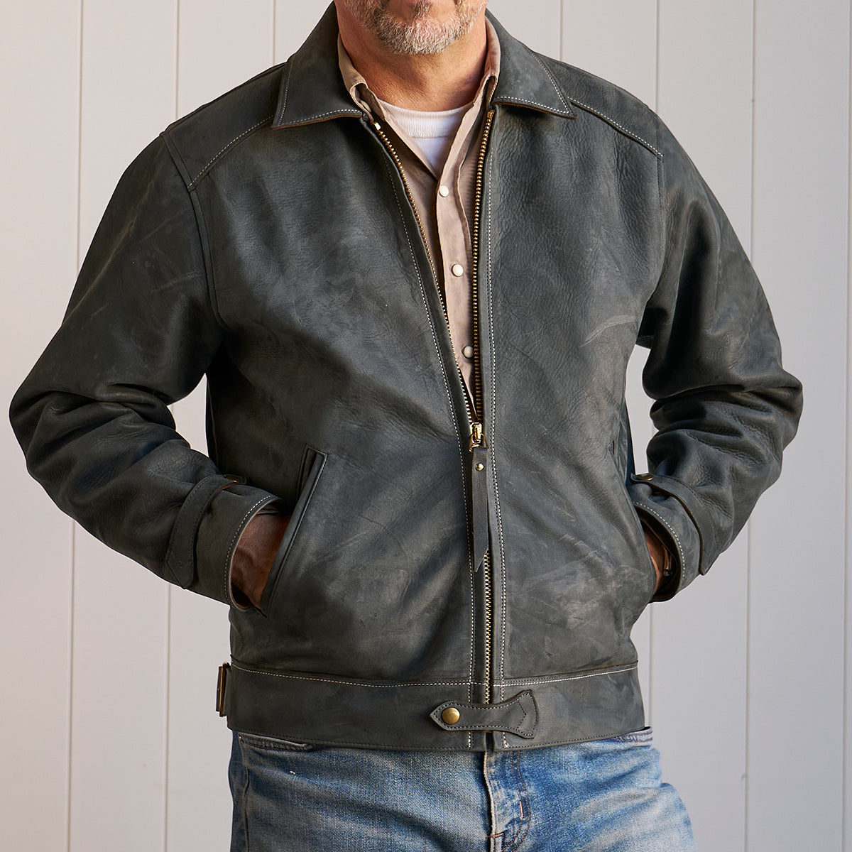 No.69 Union Jacket | Olive-Tanned Horsehide (Charcoal)