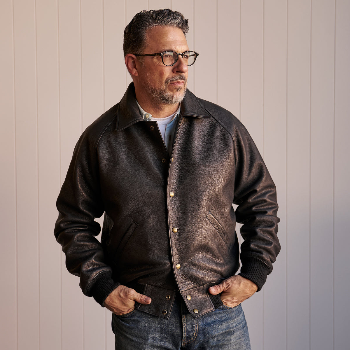 No.415 Vintage Snap Raglan | Black Italian Deerskin