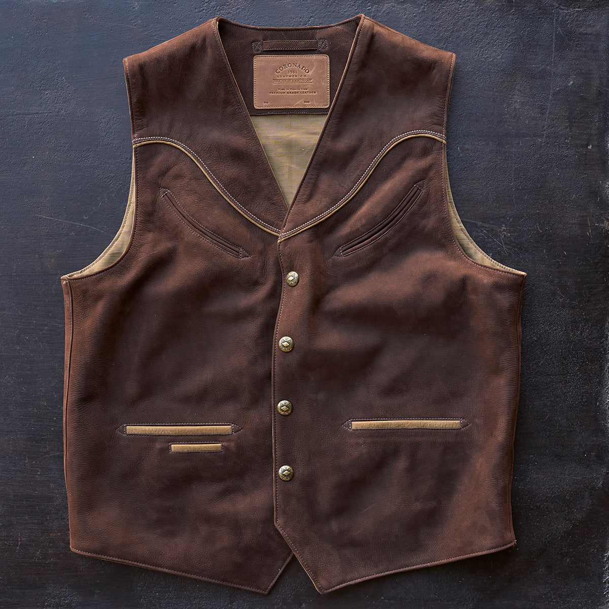 No.484 Vaquero Vest | Brown Nubuck