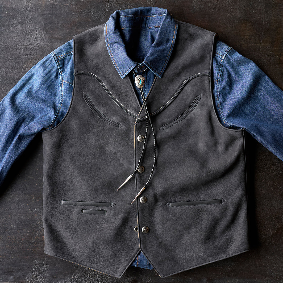 No.484 Vaquero Vest | Charcoal Nubuck
