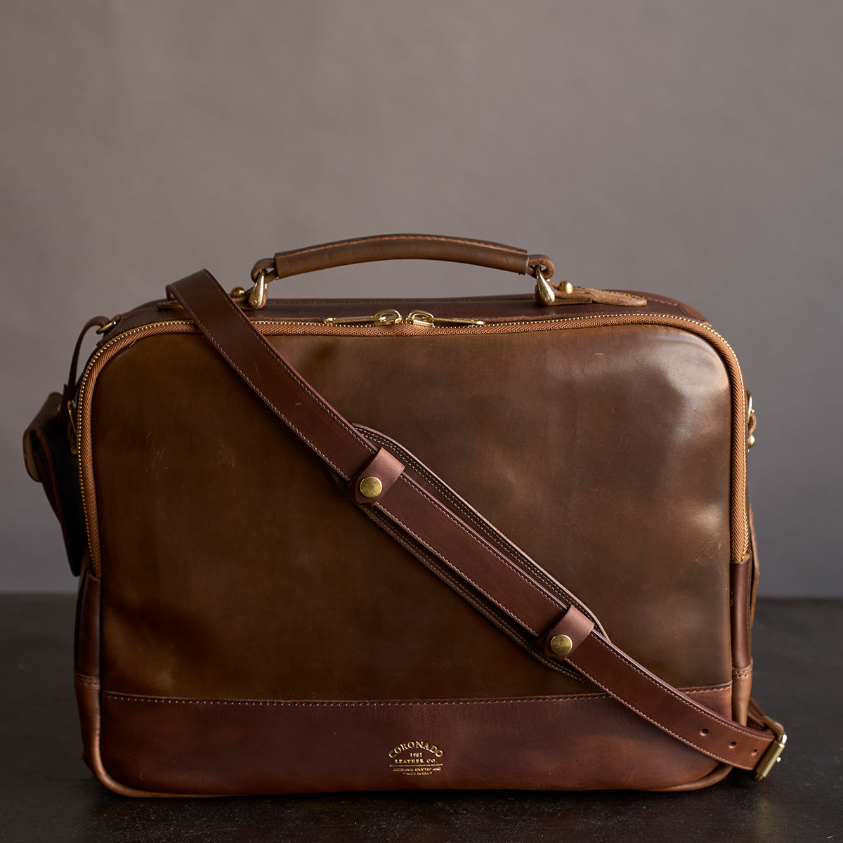 No.541 Chicago Shell Briefcase | Horween® Dark Cognac x3