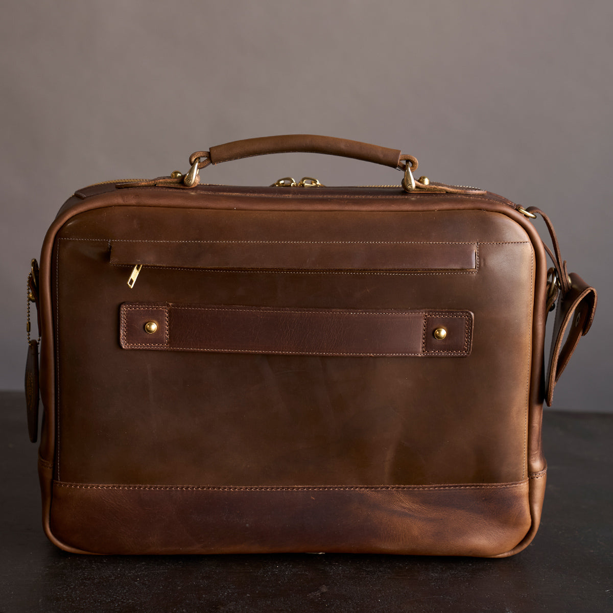 No.541 Chicago Shell Briefcase | Horween® Dark Cognac x3