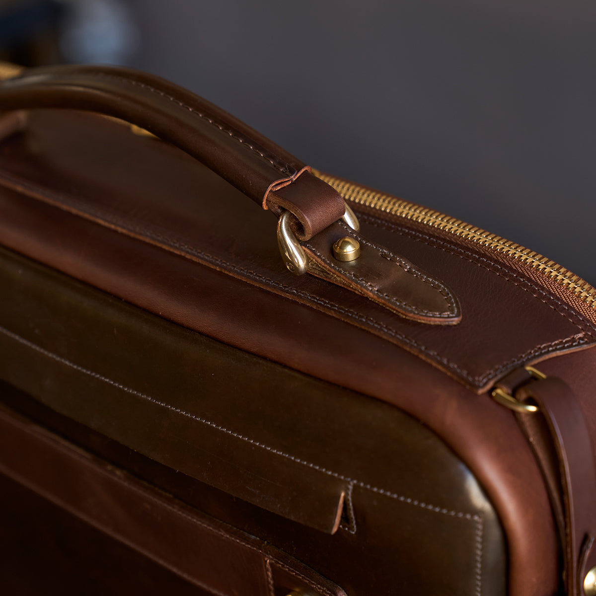 No.541 Chicago Shell Briefcase | Horween® Dark Cognac x3