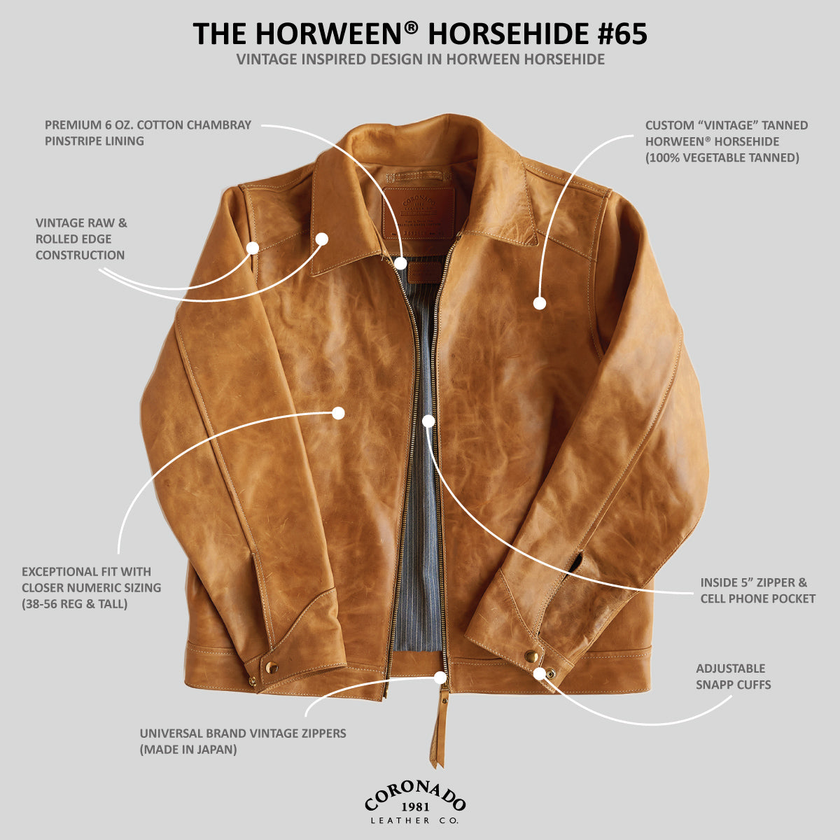 Horween® Horsehide Jacket No. 65 | Tan