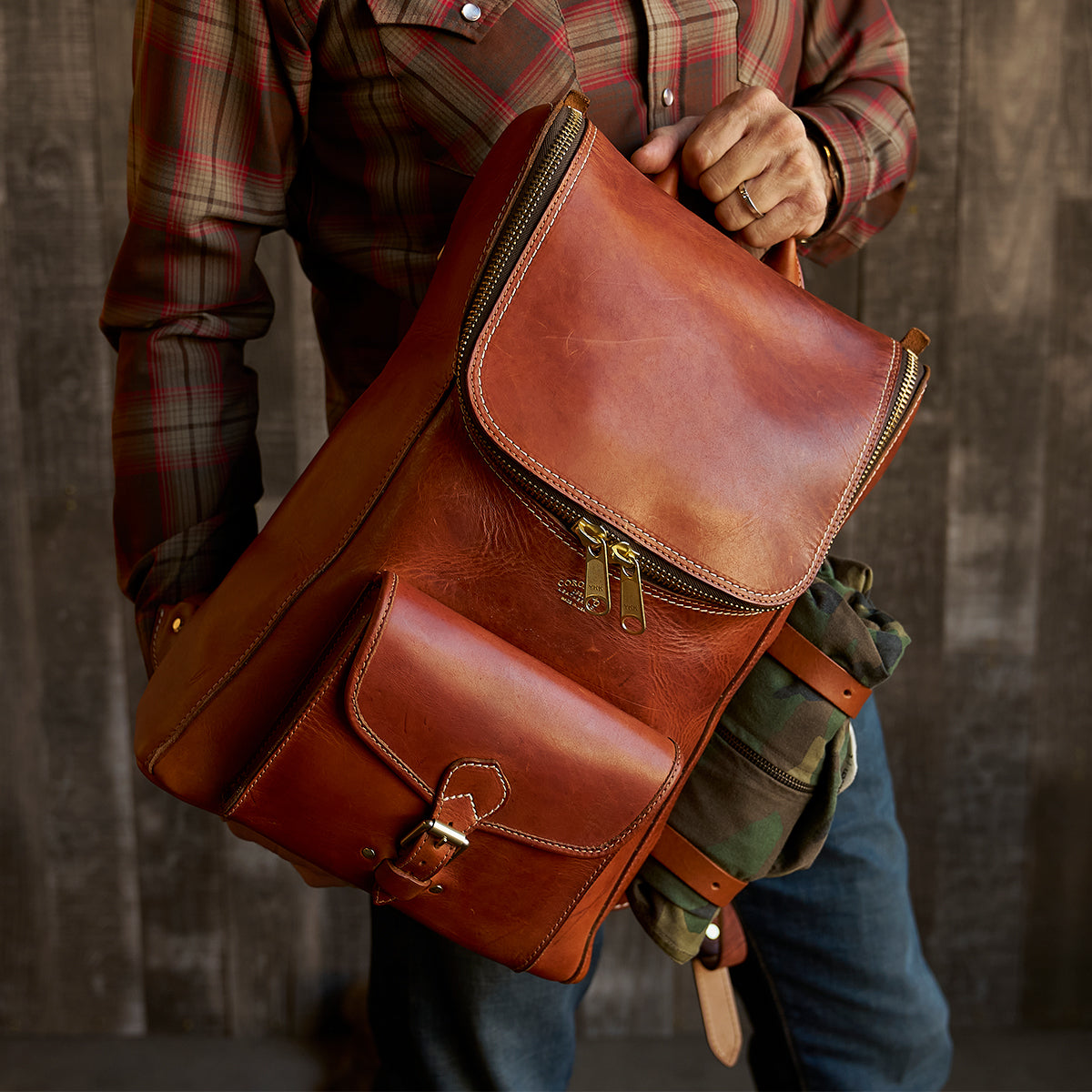 Top Zip Americana Backpack #750 | Tan