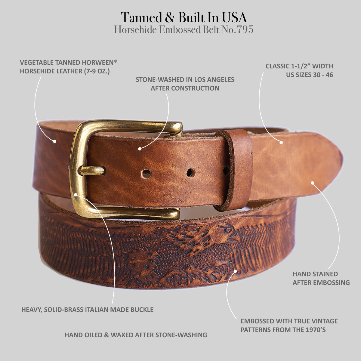 No.795 Vintage Embossed Belt | San Francisco