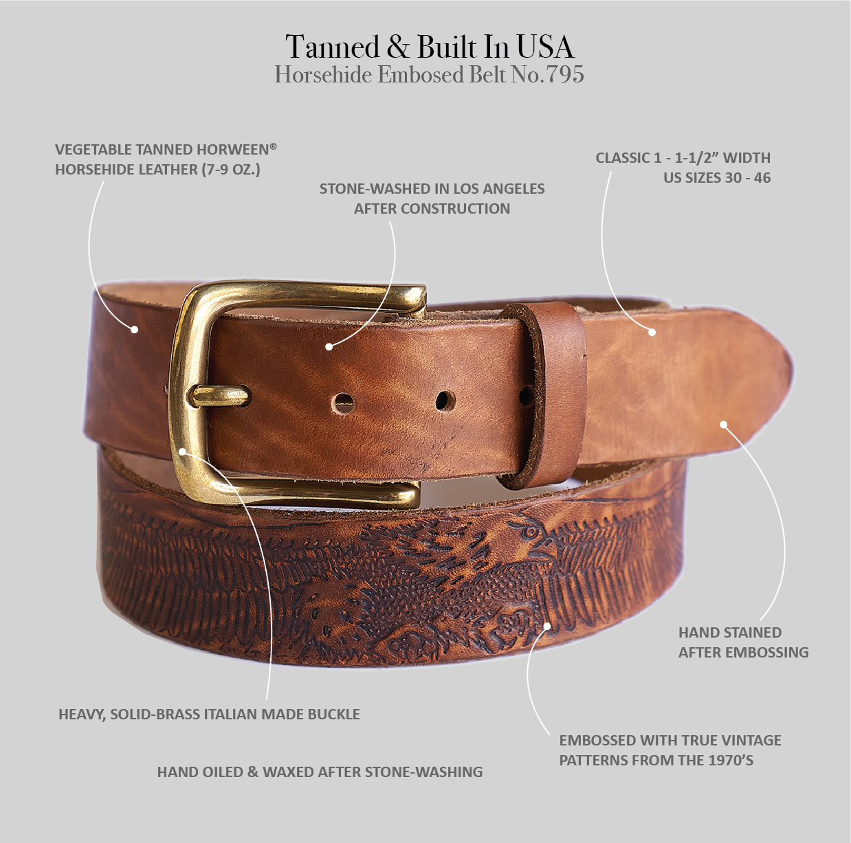 No.795 Vintage Embossed Belt | Eagle